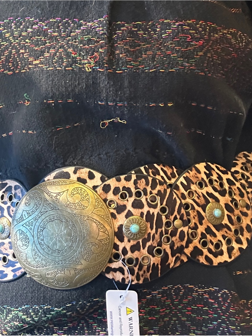 Leopard-Print Disc Statement Necklace - Brown & Black - Picture 5 of 5